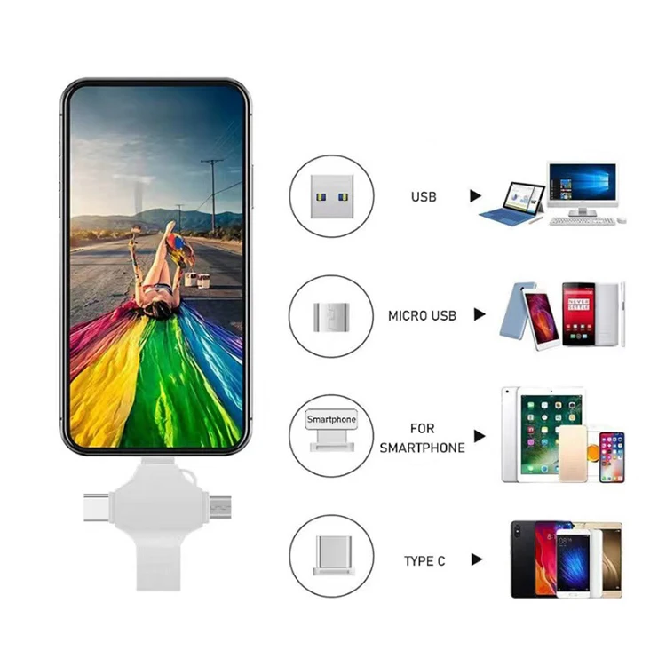 Promotion Gifts 4 In 1 USB Drive High Speed Fast Original Chip Type-C Pendrive 3.0 128GB 64GB 32GB 16GB 8GB OTG USB Flash Drive