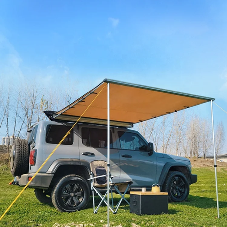 Hot Sale 2.5*2.5m SUV/4x4/4wd Car Roof Top Tents for 3-4 person Waterproof Portable Vehicle Side Awning with Poles