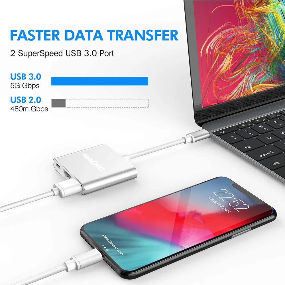 High Speed 3 in 1 USB Type C Hub Multi Port Adapter with 4K HDMI USB 3.0 and PD for MacBook Chromebook and Nintendo Switch
