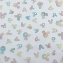 Textile embroidery 3D rainbow multicolor laser cutting printed mickey mouse appliques tulle mesh fabric