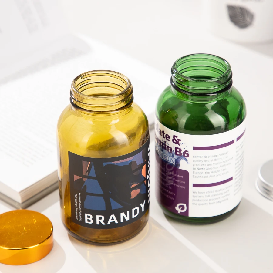 150ml 200ml 250ml Luxury Pill Vitamin C Animal Supplement Jar Bottle Empty Dog Candy Jar Glass Vitamin Pill Jar Packaging