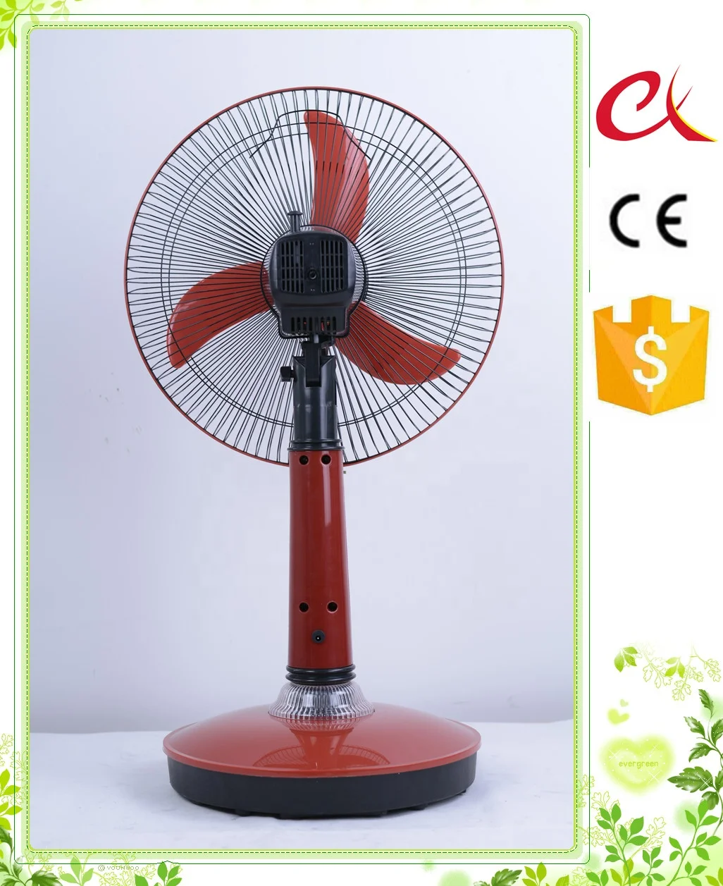 16' orignal 12v 15w home table fan royal dc solar energy light system