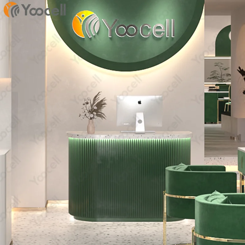 Yoocell 2021 новейшее популярное в Instagram офисное оборудование с вертикальными полосками зеленый салон офис спа стойка