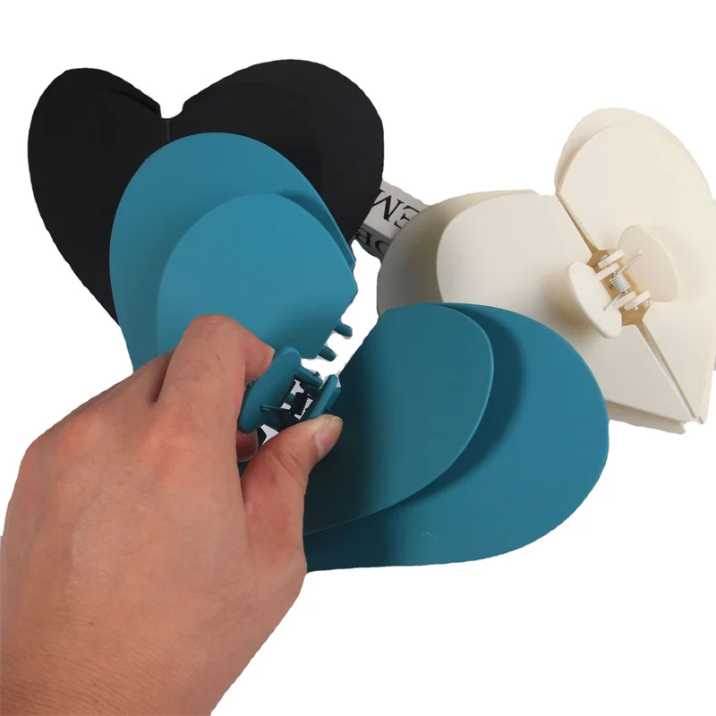 Double Layer Love Heart Hair Claws Hair Accessories Fashion Jewelry Large Candy Color Hairpins Shark Clips For women