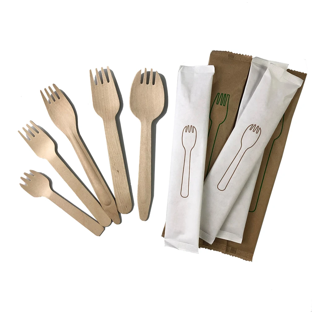 New Design Biodegradable Disposable Birch Wooden Cutlery Kit