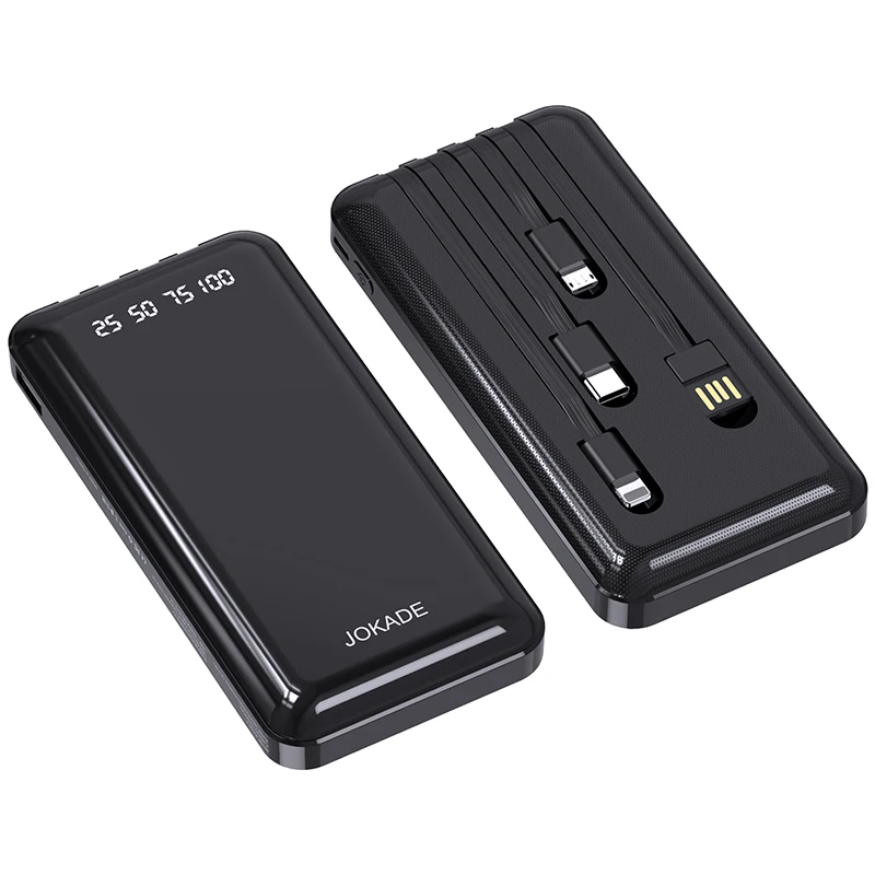 JOKADE JG009 Zhizhi Series Power Bank 10000mAh-20000mAh  comes with 4 kinds of charging cables