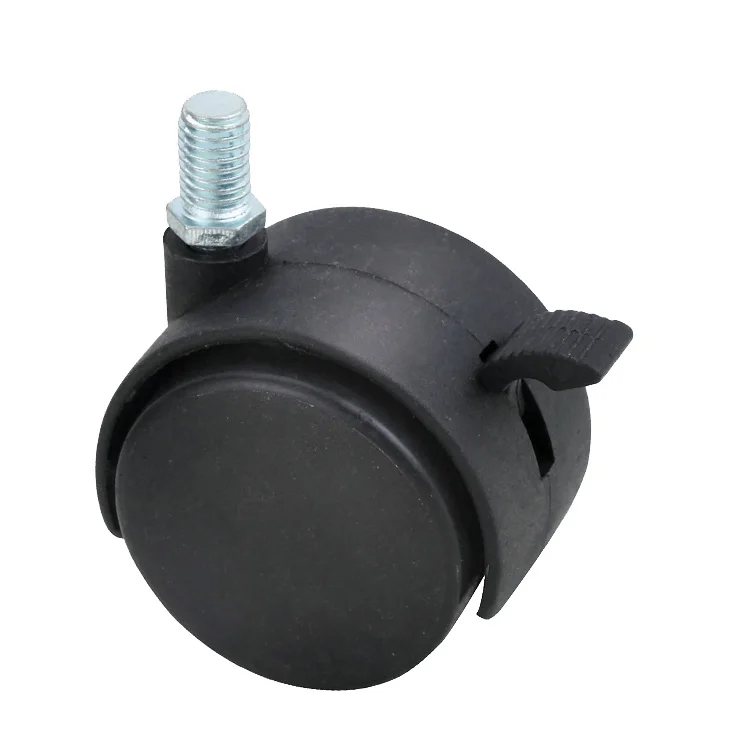 RTS m8 threaded stem swivel 40mm 1.5 inch black Plastic Nylon cabinets caster wheels with brake