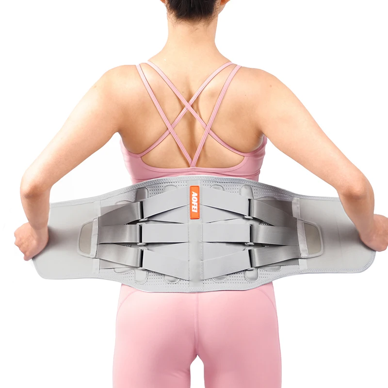Working medical pain relief adjustable breathable metal strip lower back lumbar brace waist support belt