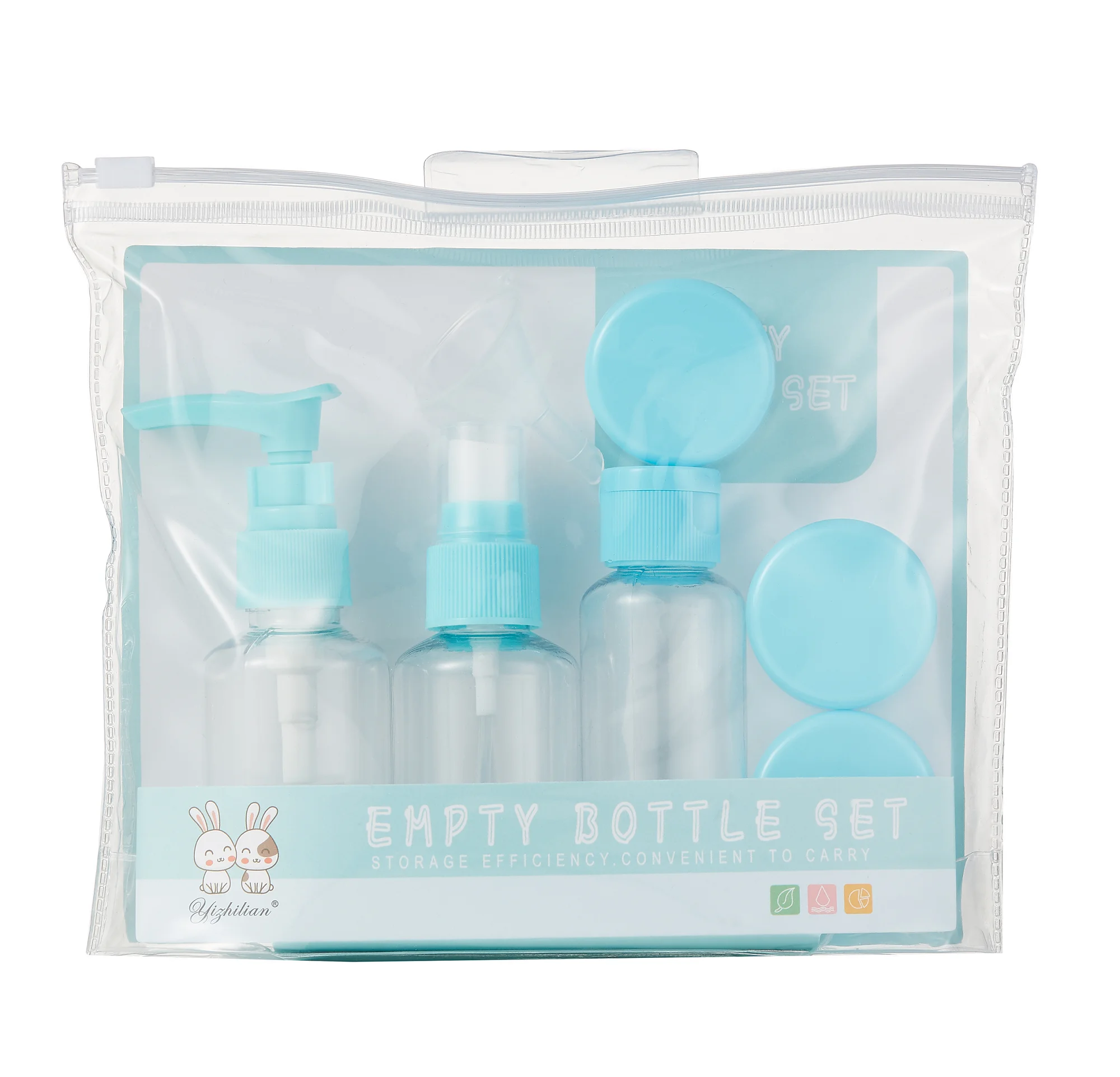 Fast delivery clear plastic bottle and jar with PVC bag /personal care travel bottle set