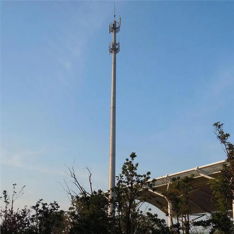 40m Hot DIP Galvanized Octagonal Tapered Monopole Antenna Tower Mobile Telecom Light Tower