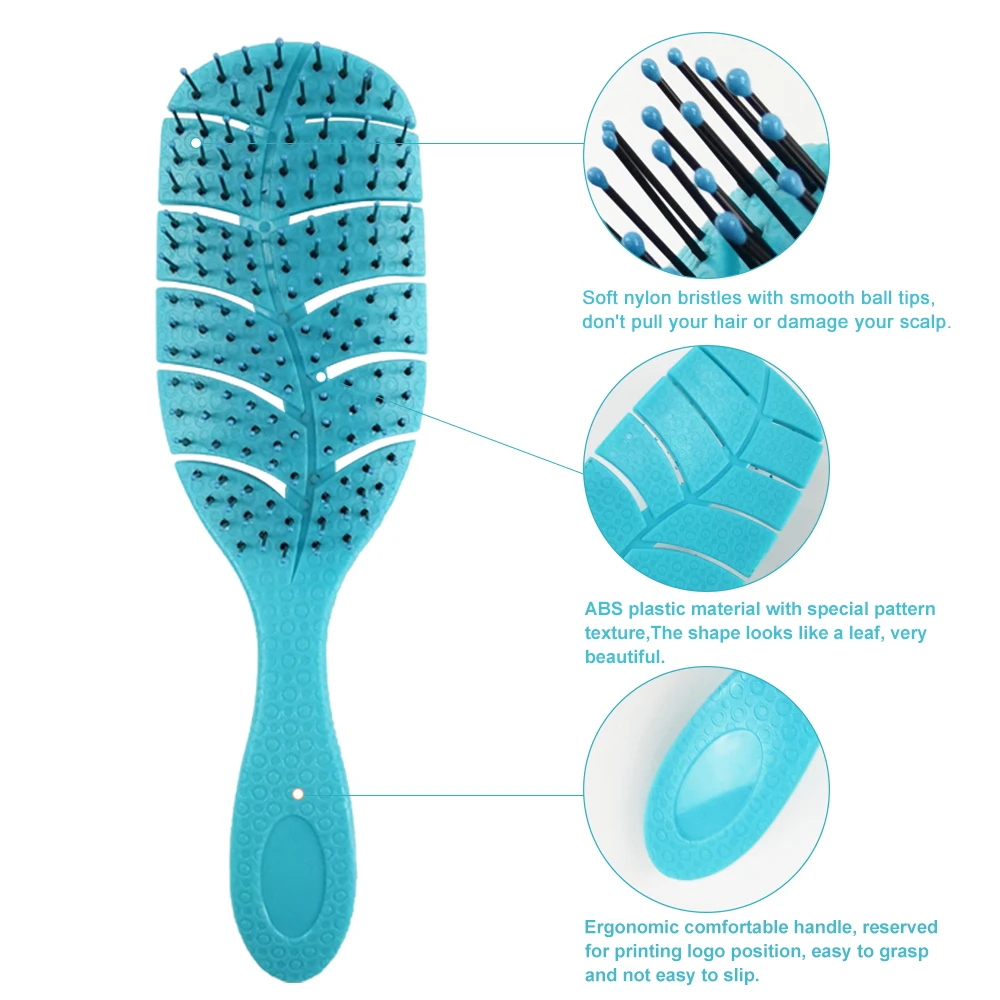 Custom Logo Top Quality Wholesale Matte White Black Luxury Hackle Real Hair Loop Extensions Paddle Cushion Bristle Hair Brush