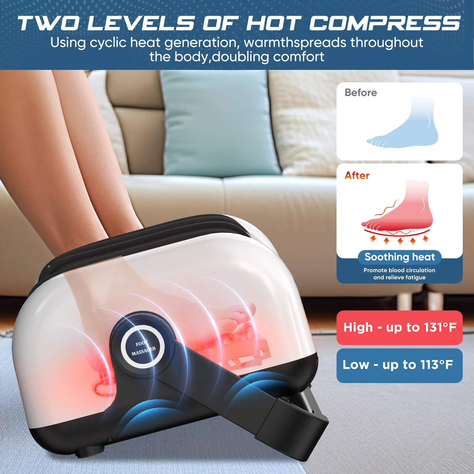 Electric Chinese Foot Leg 360 Degree Adjustable Bar Foot Leg  Massager With Heating