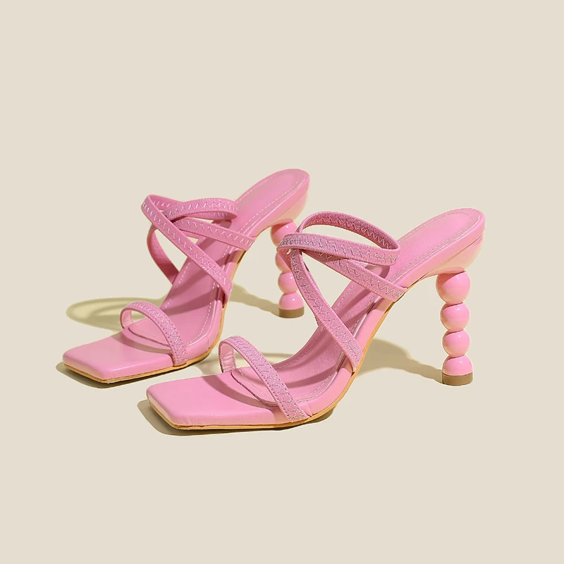 Fashion Hot Selling 2023 New High Heel Shaped Heel Elastic One Step Strap Comfortable Sandals in Sizes 35-42