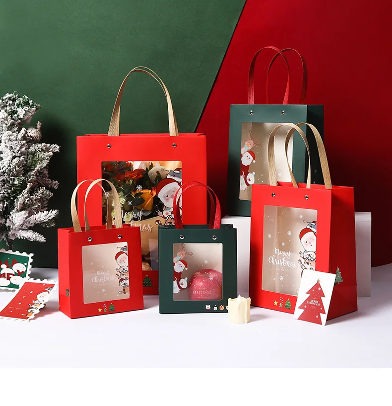 Recyclable material paper bag for Christmas custom paper shopping bag Christmas paper bag packaging