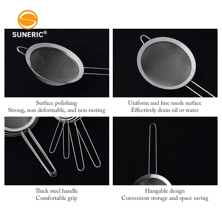 304 Stainless Steel Juicer Sieve Sifter Colander Fine Mesh Strainer for Kitchen Home Cooking