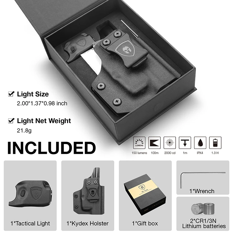 GUNFLOWER Tactical LED Light 150 Lumens Flashlight IPX4 Rated Waterproof