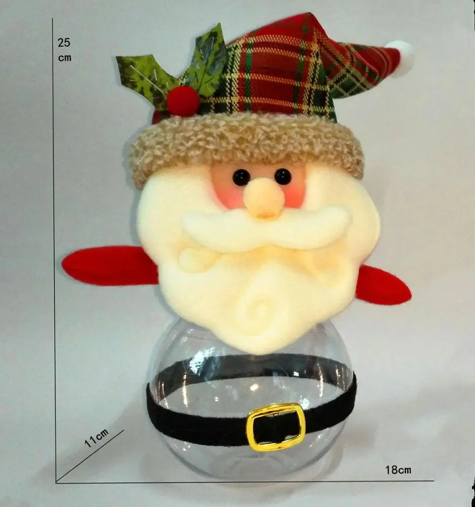 2024 Cute Kids plastic christmas candy jar Santa Christmas candy Bottle new Santa Claus Plastic Candy Container