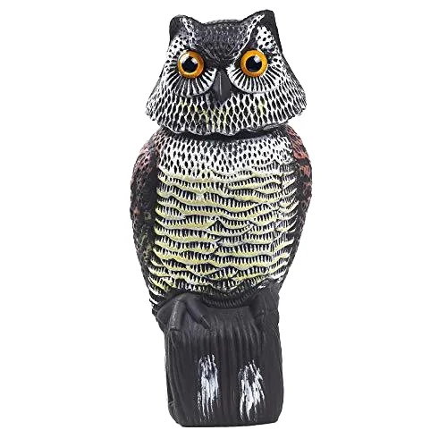 Simulation Owl Outdoor Garden Rotating Head Owl Bird Deterrents Bird Scarecrow Fake Owl Decoy Sculpture