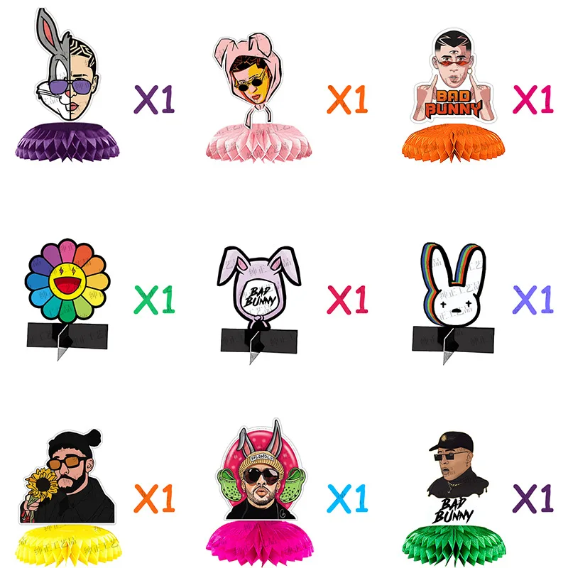 Foldable Bad Bunny Theme Party Decorations Paper Honeycomb Ornament