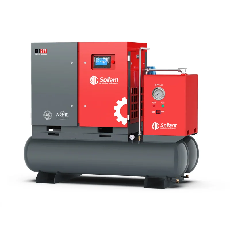 Sollant 22kw-30hp 4 in 1 screw air compressor with air dryer air tank and filters for laser cutting 8bar 10bar 16bar 22bar CE