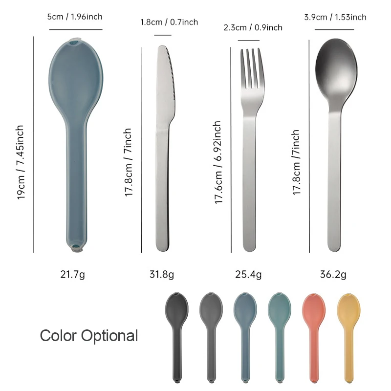Outdoor Gift 3pcs Reusable Silverware Utensils Set 18/10 Stainless Steel Travel Flatware Camping Portable Cutlery Set with Case