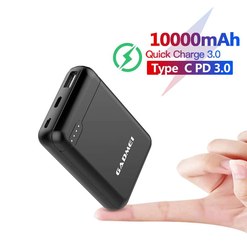 Mini Power Bank 10000mah 12V type c output Power Banks Fast Charge Portable Powerbank Quick Charging Pd 20w With Led Display