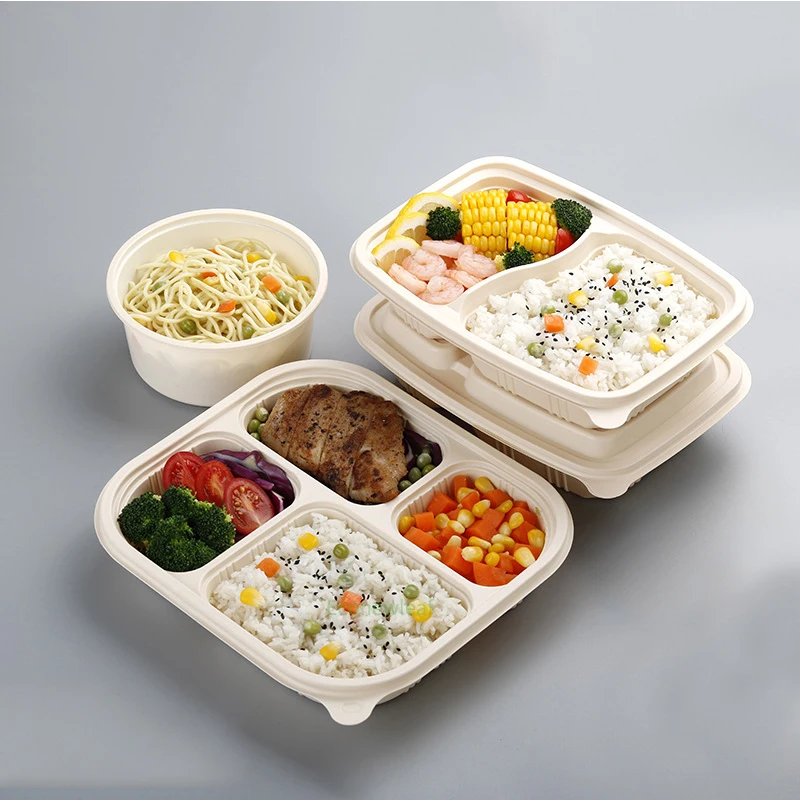 EcoNewLeaf 350ml Eco-friendly Corn Starch Disposable Soup Bowl Noodle Bowls Takeaway Food Container with Lid