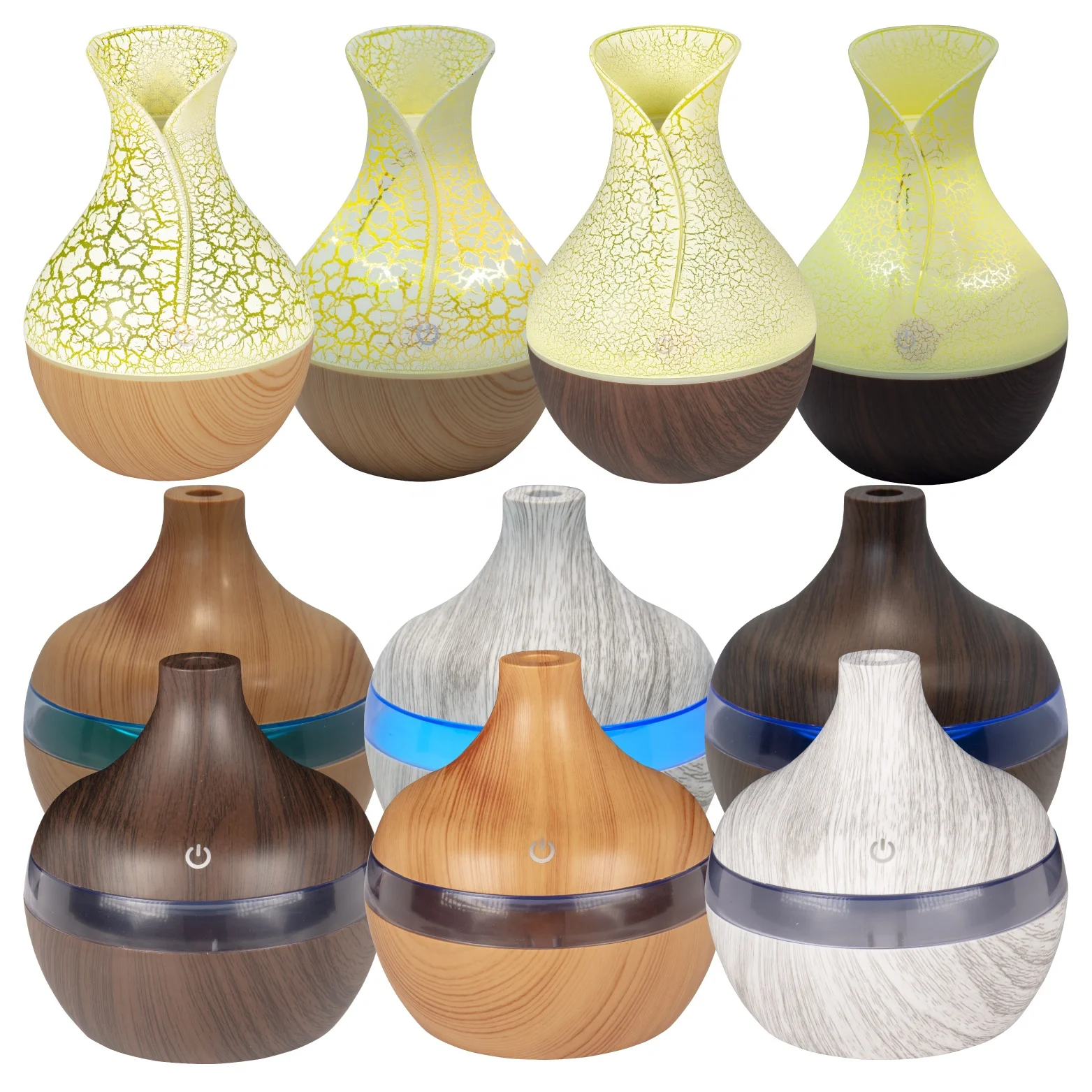USB Air Aromatherapy Humidifier Electric Diffuser Mist Wood Grain  Mini Have 7 LED Light For Car Home Office