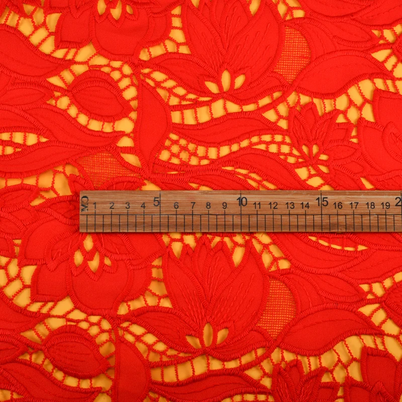 Wholesale Red America Lace Fabric 2023 High Quality Guipure Lace Latest French Cord Lace Fabric For party Wedding