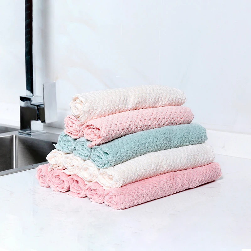 Household microfiber cleaning cloth bamboo fiber kitchen dish cleaning cloth