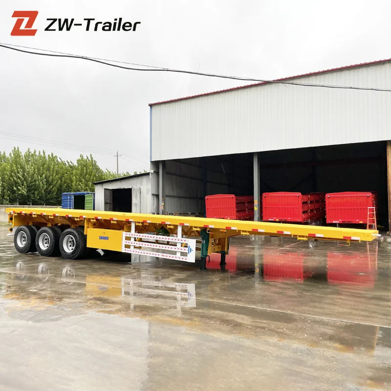 3 Axles 20ft 40ft Container Flat Bed Flatbed Semi Trailers