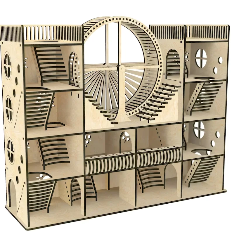 XIANGLONG Hamster House Best Selling Indoor Animal Hamster Cages with Ladder Wooden Guinea Pig House hamster accessories bed