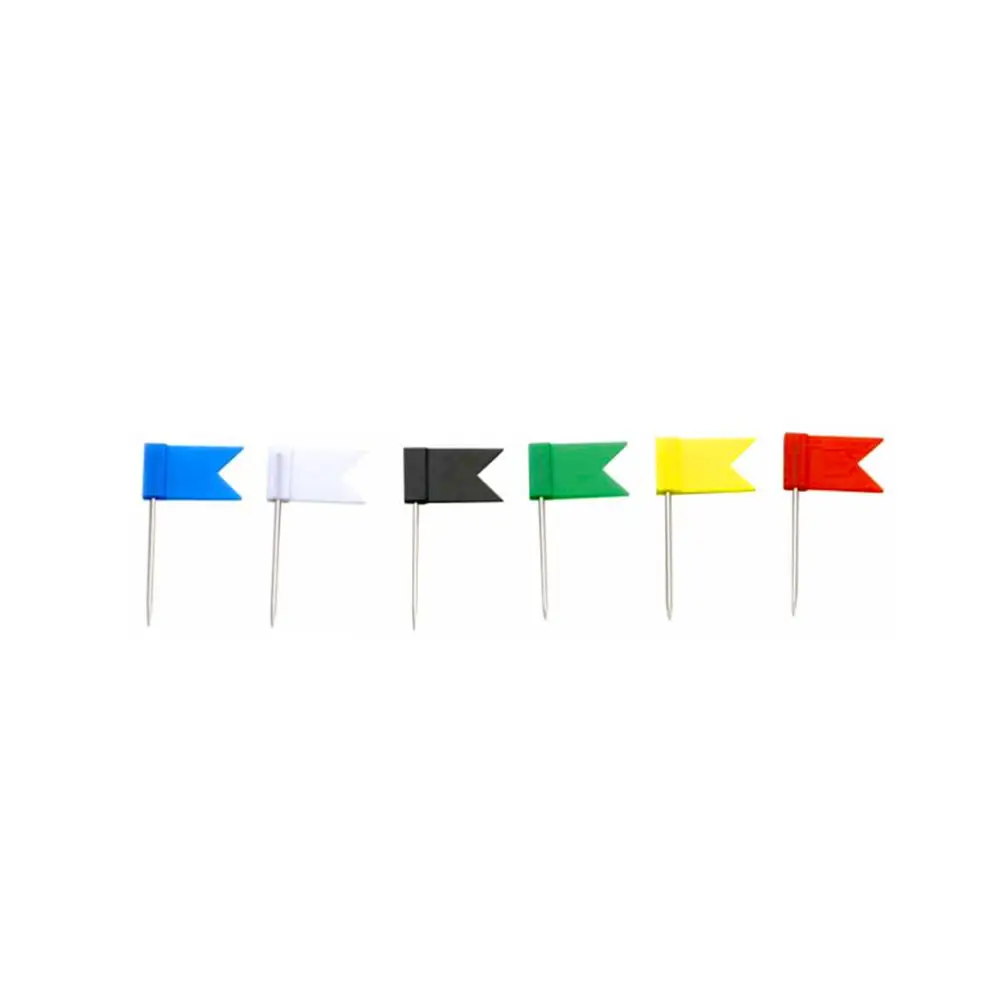 Wholesale cheap school colorful plastic flag shaped head custom paper metal decorative push map pins