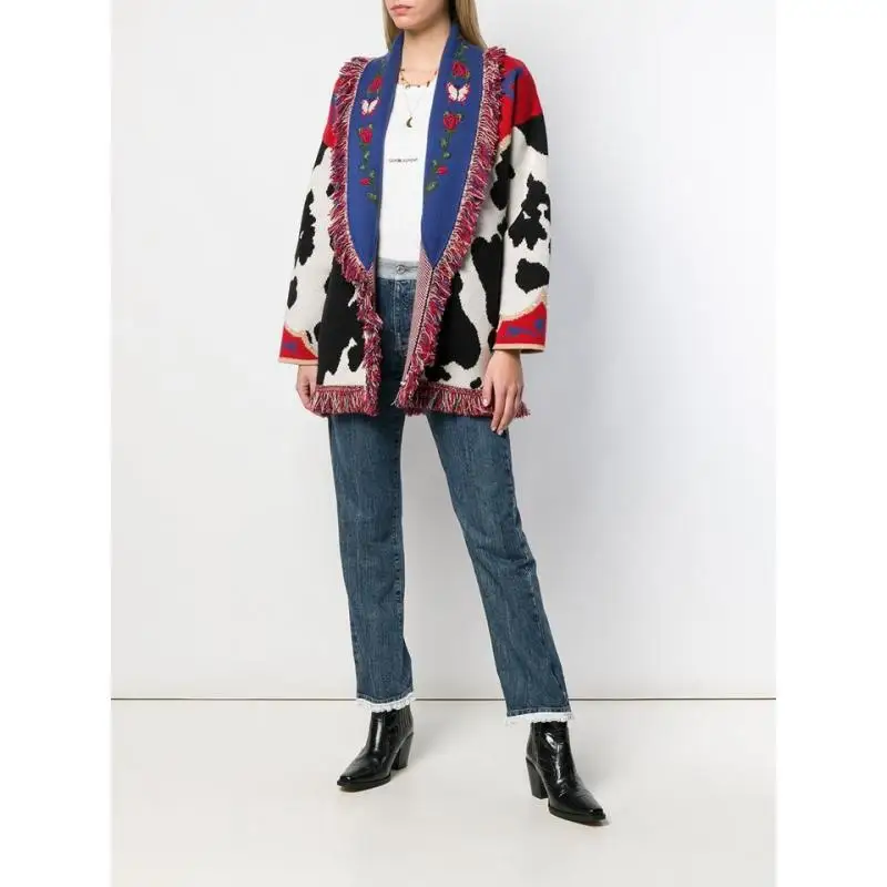 
High Quality Wholesale Women Fashion Flower Embroidery Sweater Long Sleeves Cashmere Cardigan 