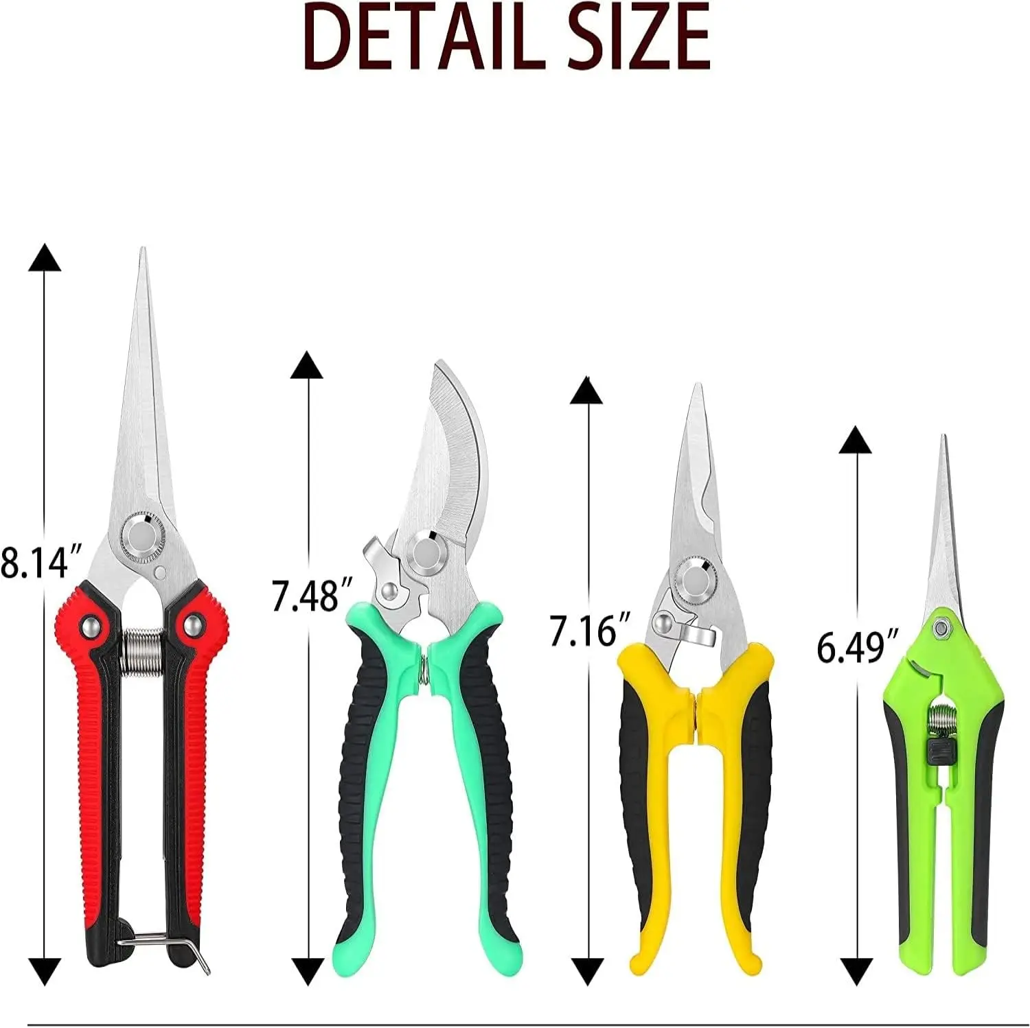 Garden Pruning Shears, 4 Pcs Garden Professional Secateurs, Handheld Scissors Set with Heavy Duty Garden Bypass Pruning Shears