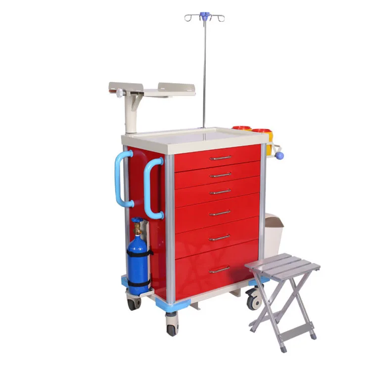 High quality medical hospital furniture  emergency medical trolley for hospital usage medicine trolley cart