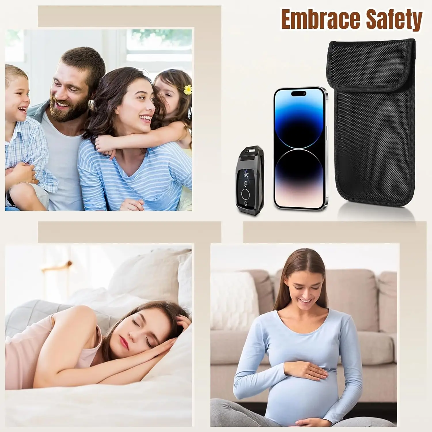 RFID Faraday Bag Car Key Signal Blocking Pouch Anti-Theft Information Protection Bags Bank Cards Cellphone Signal Blocker