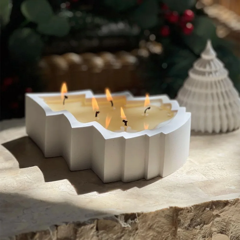 Early Riser 3D Silicone Candle Mold Christmas Tree Gypsum Concrete Cement Plaster Craft Making Moulds