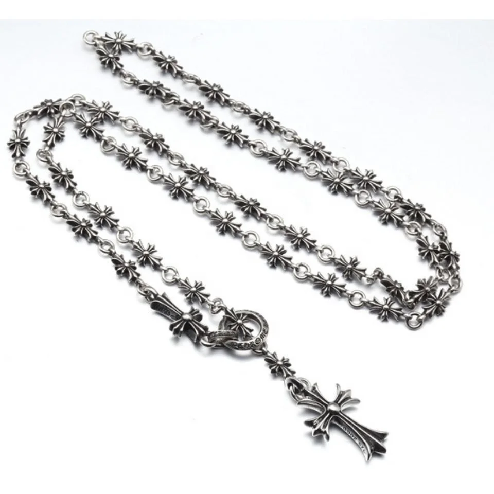 Wholesale Punk Thai silver plated  Long punk cross necklace for man  necklace jewelry cross