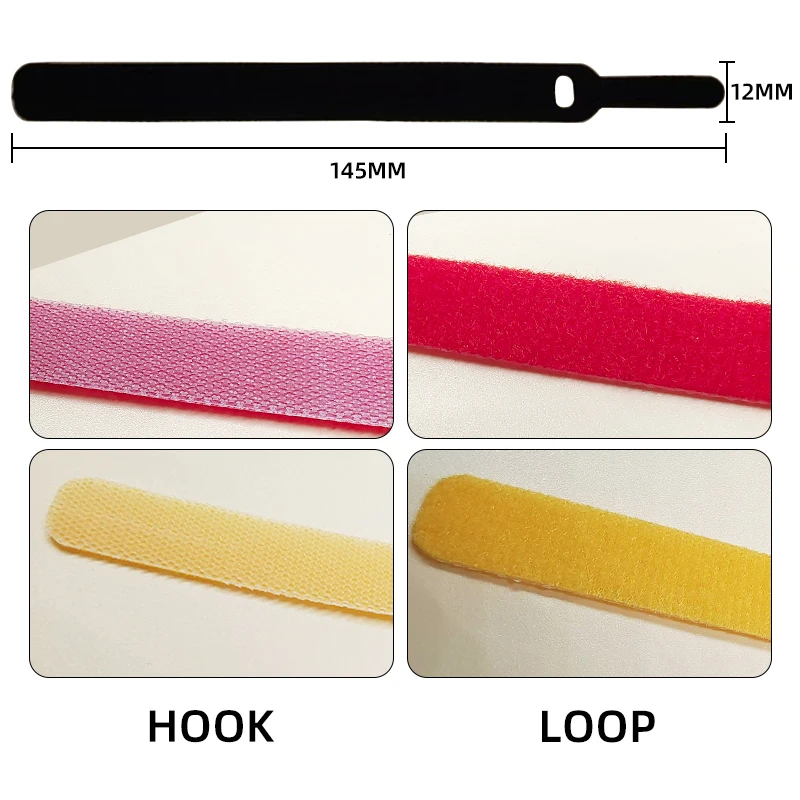 50 pieces Needle type box-pack Waterproof and reusable Adjustable Colorful Back To Back Hook And Loop Strap