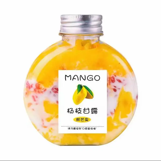 Customized High-quality 500ml 16 oz Flat Round Empty Oval PET plastic Beverage Juice Bottle for juice packing with Aluminum lid