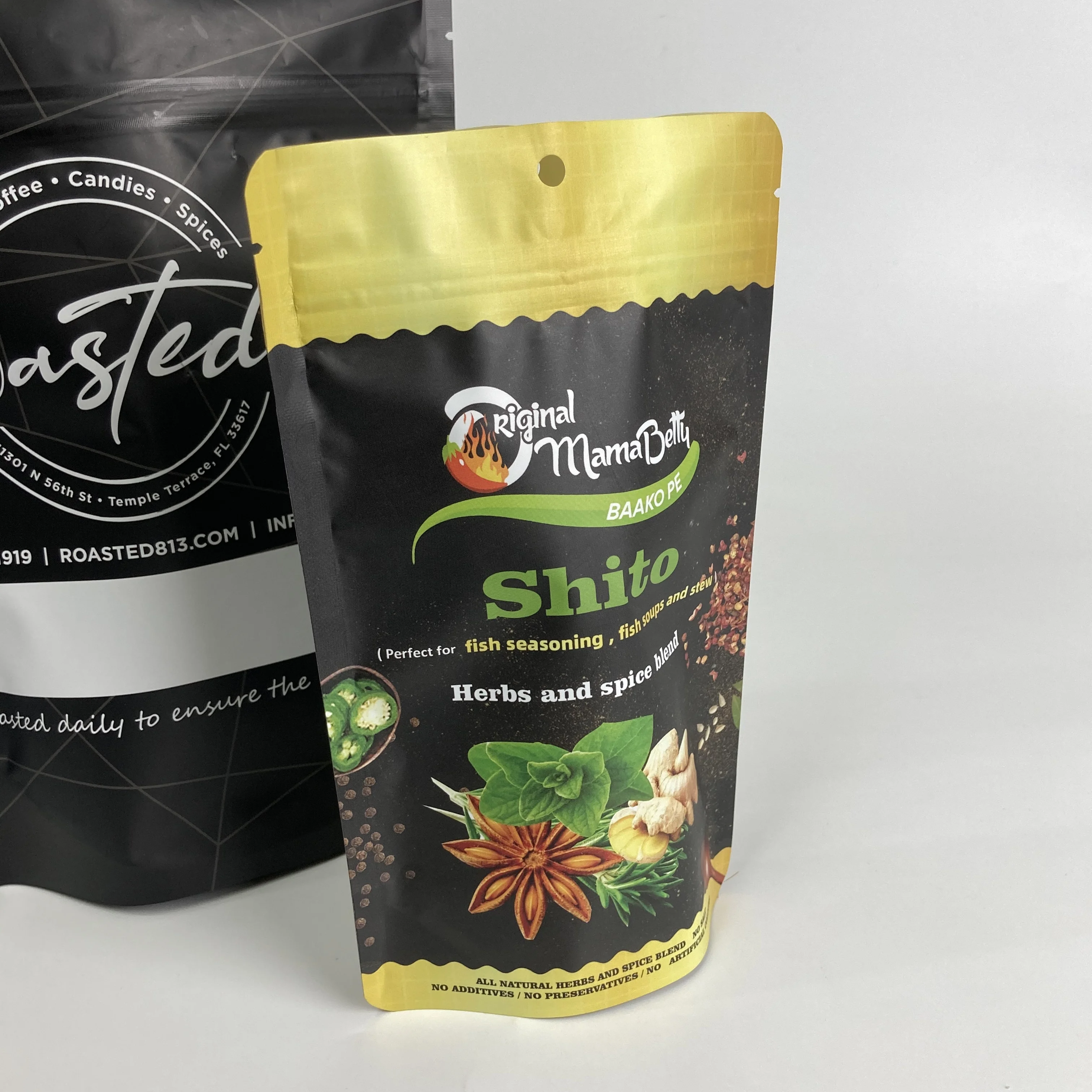 Custom Printed Stand Up Ziplock Plastic Bags For Food Spices With Window