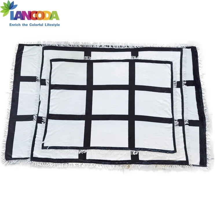 personalised 40x50 inch 100x125cm 9 panel sublimation photo blanket with tassel