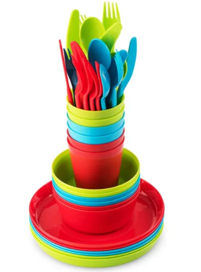 Пластикые посуды набор из 6 для детей пластиковые детские пласт миски столовые приборы красочные посуда