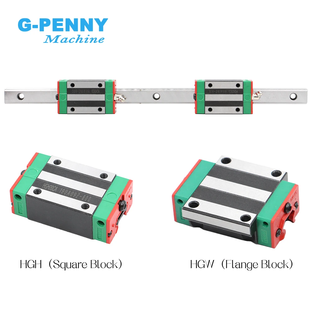 CNC Linear Guide Rail Square HGR20 20mm Square rail linear motion Length 200mm-500mm with HGH20 HGW20 Slide block ball screw