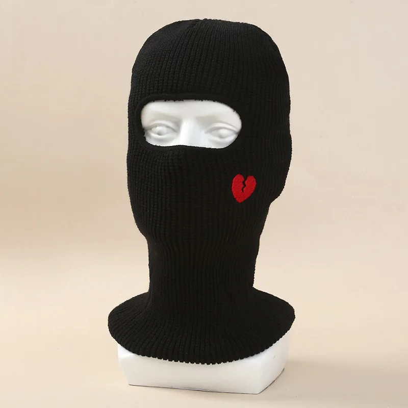 High quality full face 1 hole designer embroidery logo ski mask winter beanie hat for men women