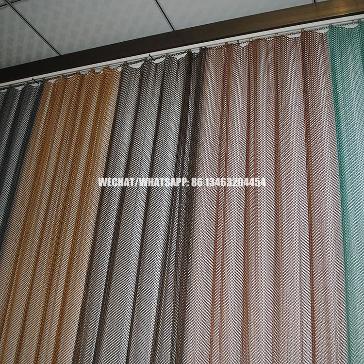 High Strength Architectural Decorative Metal Coil Drapery Mesh Curtains With Custom Color For Room Dividers
