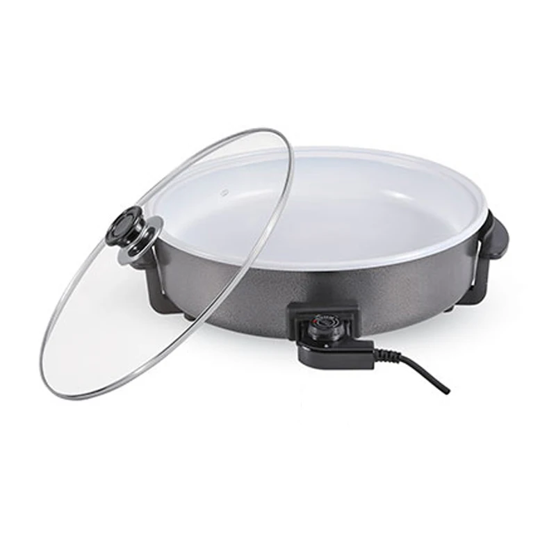 1500w Non-stick Electric Pizza Pan Skillet With Ceramic Coating And Thermostat