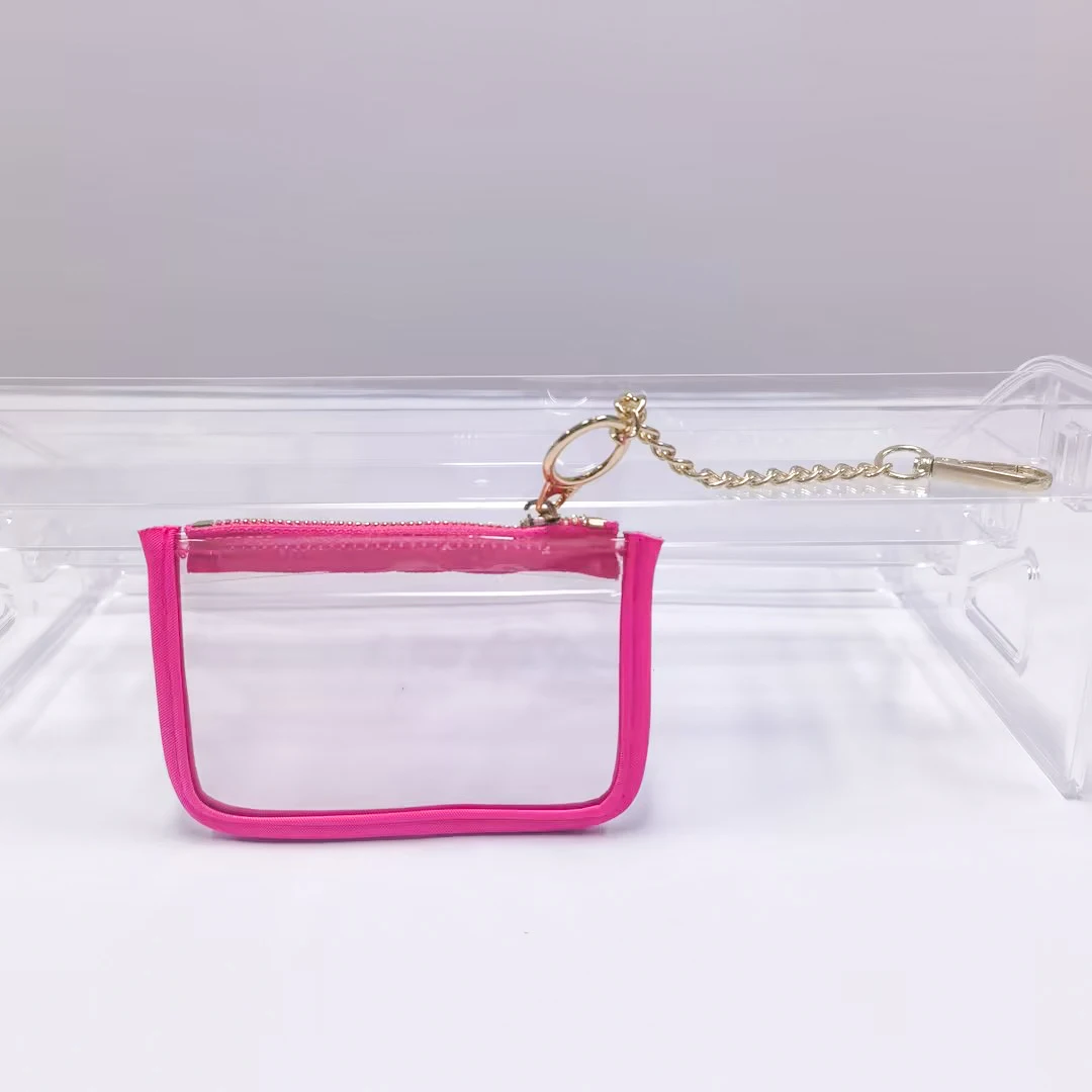 Small Money Purses Coin Purse Keychain Clear PVC Tiny Wallet Key Chain Card Holder Mini Kids Purse Cute PVC Bag Chains Hooker