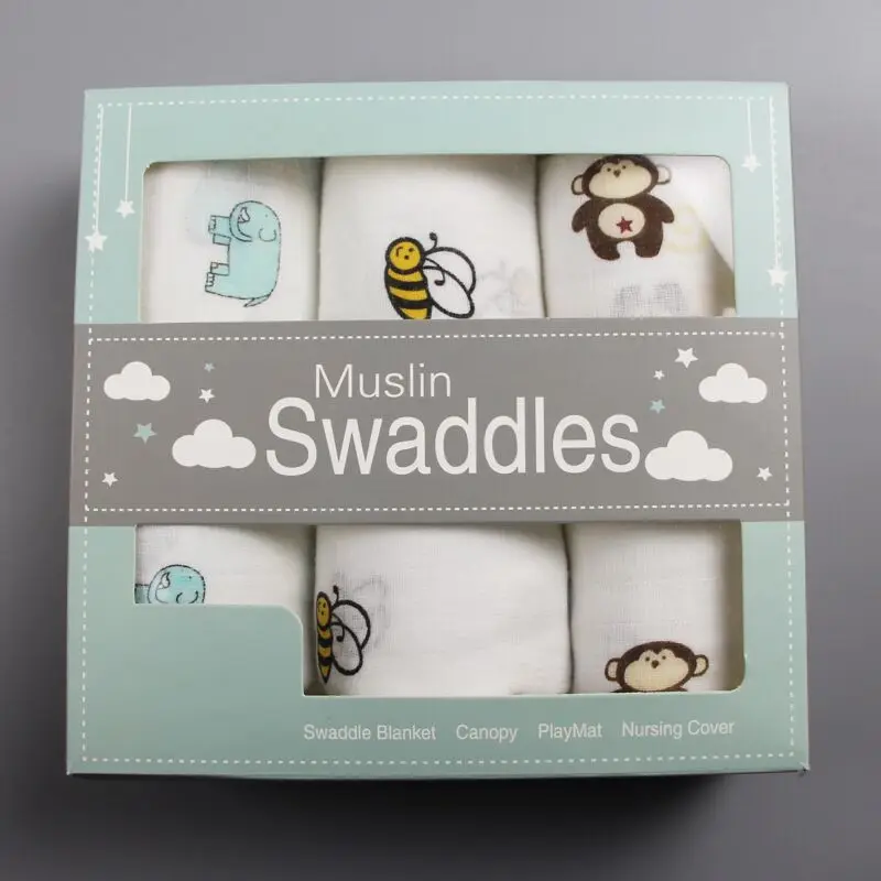 Wholesale 100% Organic Cotton Printed Newborn Fabric Wrap Blanket 47*47 Baby Nursery Muslin Swaddle Blanket